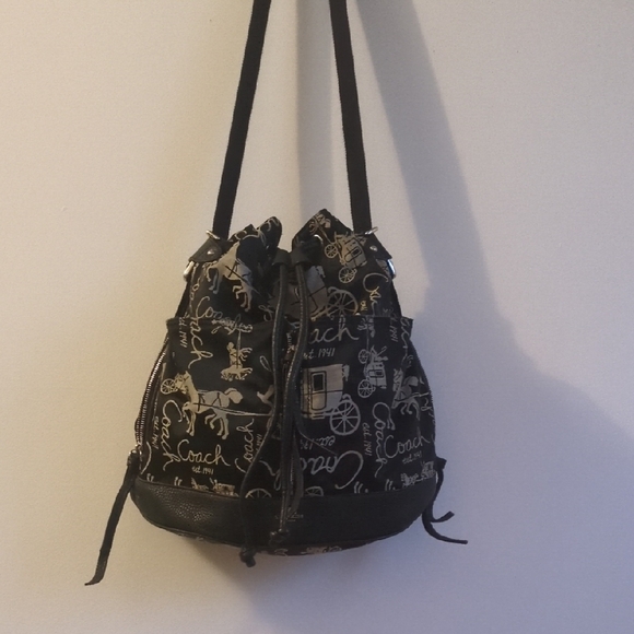 Coach Black and White Graphic Backpack/Body Bag - Picture 4 of 9